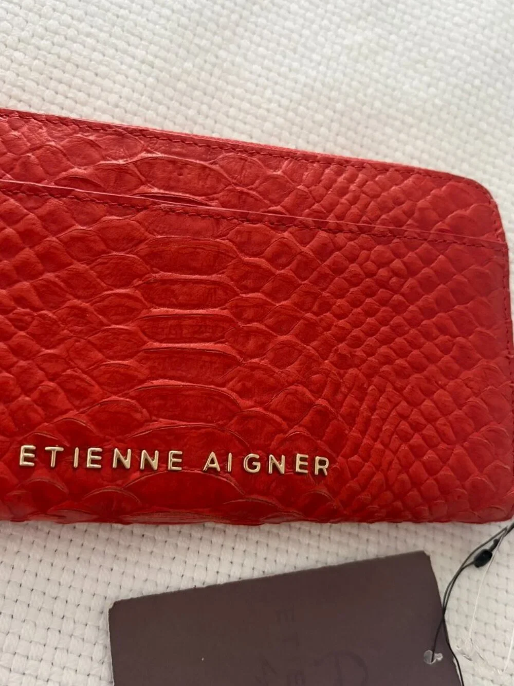 Etienne Aigner NWT Persimmon Reptile Skin Zip Around Wallet